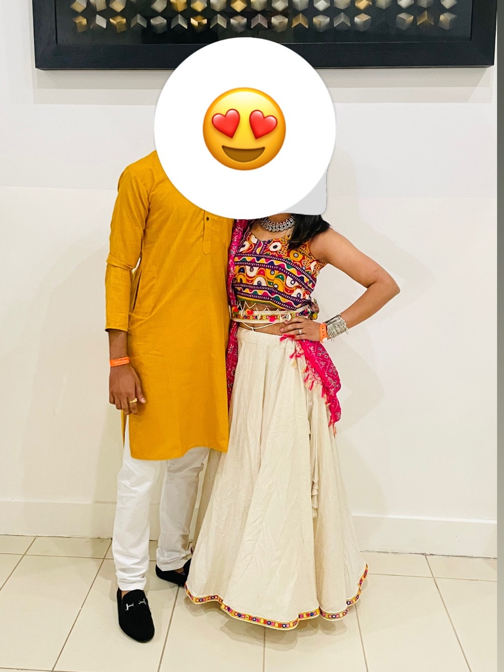 Not Rated Multicolor Embroidered Crop Top with Cream Lehenga and Pink Dupatta